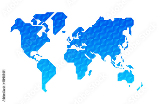 Simplified world map drawn with sharp straight lines .