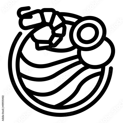 Wok menu shrimp icon. Outline Wok menu shrimp vector icon for web design isolated on white background