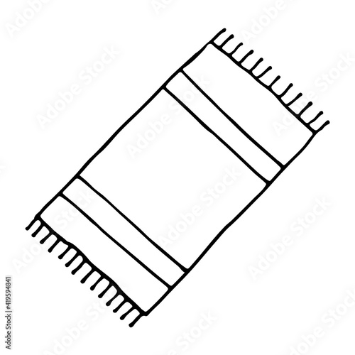 Summer doodle beach towel. Hand drawn illustration.