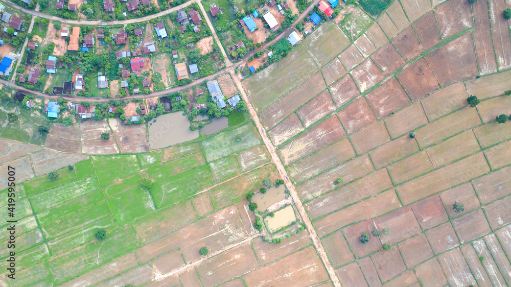 Aerial top view village in the countryside Aerial top view village in the countryside