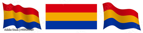 flag of armenia in static position and in motion  fluttering in wind in exact colors and sizes  on white background