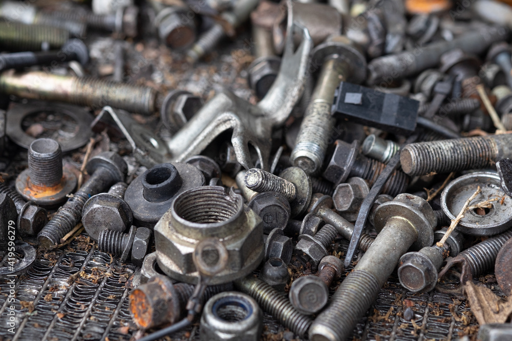 Close up view of rusty auto spare part scrap material. Close up view of rusty auto spare part scrap material.
