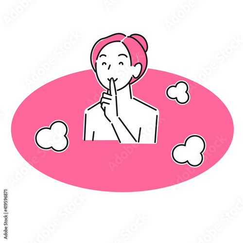 静かに入浴している若い女性 程よいシンプルなイラスト ベクター Young woman bathing quietly. Moderately simple illustration. vector.