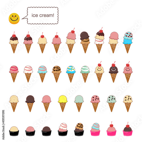 アイスクリーム　アイコン　アイス　カップ　コーン　夏　スイーツ　ダブル