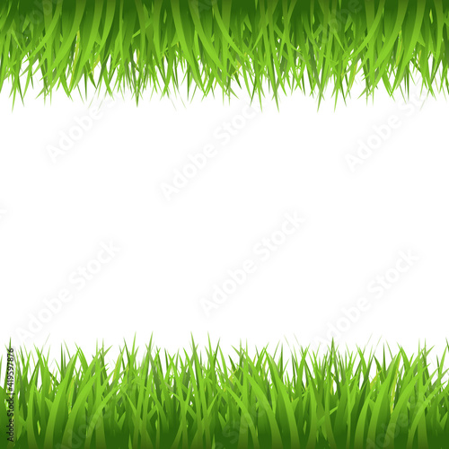 Grass Border, Isolated On White Background, Vector Illustration.