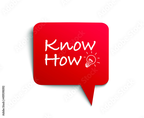 know how, red vector know how, banner know how, speech bubble