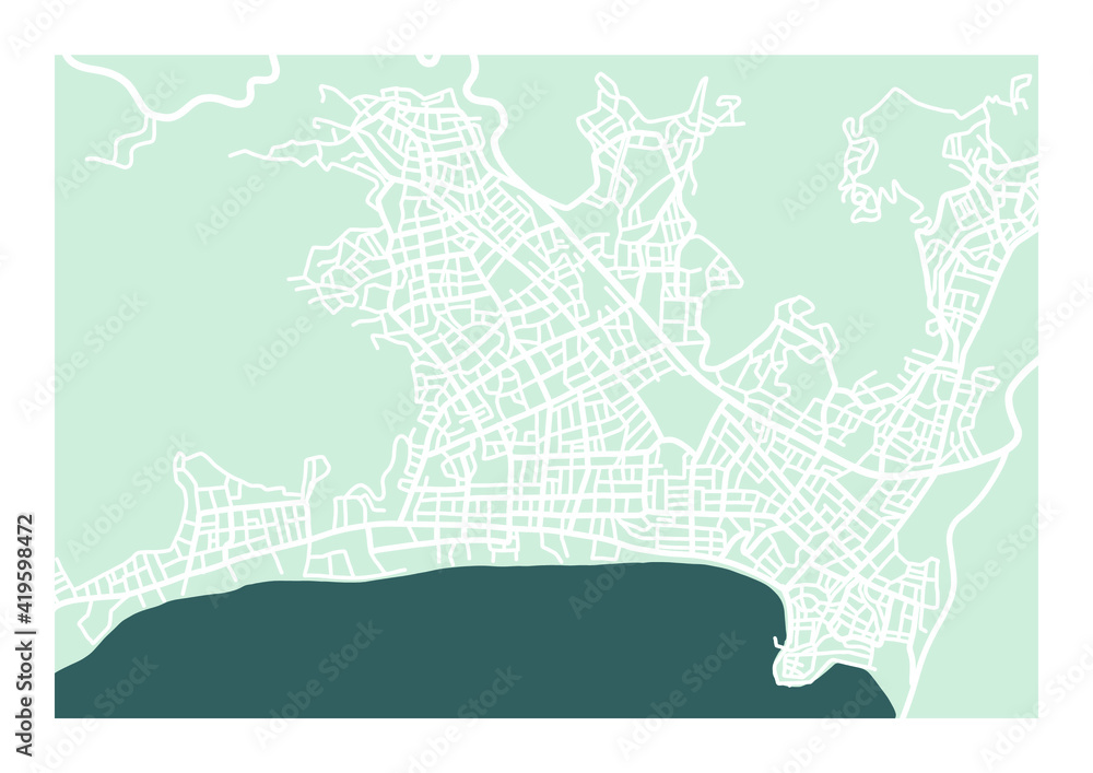 Vector city map. Marmaris illustration. City map. Turkey