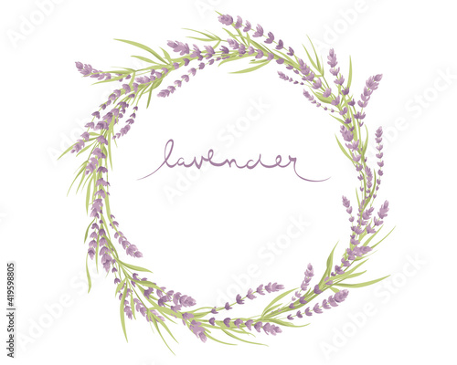 Cards for Wedding invitation -- wreath of lavender. Set vector design elements  wreath of flowers and calligraphy lettering. 