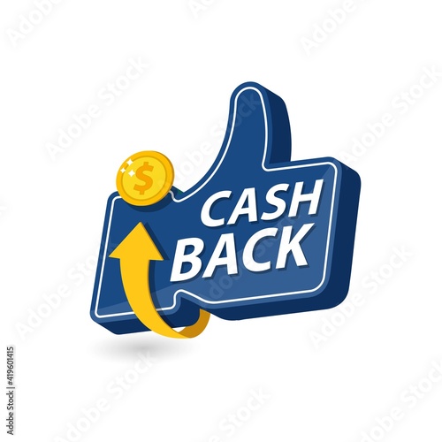 vector cash back icon isolated on white background. cashback or money refund label