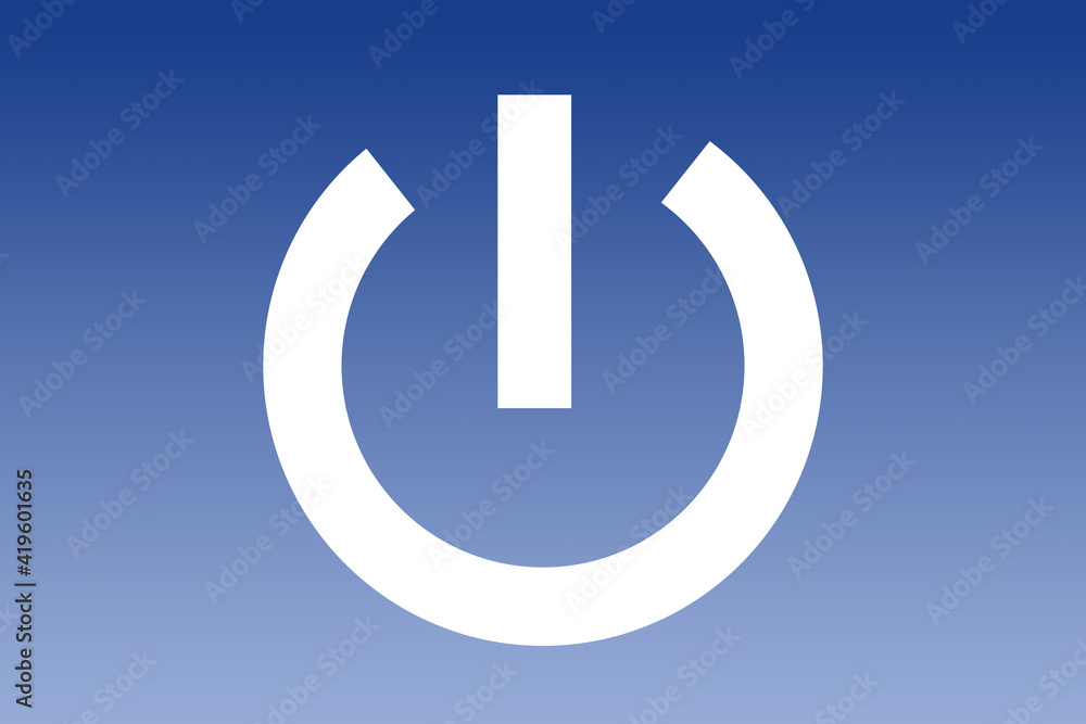 Symbol eines Ausschalters bzw. Power-Off auf blauen Hintergrund Symbol eines Ausschalters bzw. Power-Off auf blauen Hintergrund