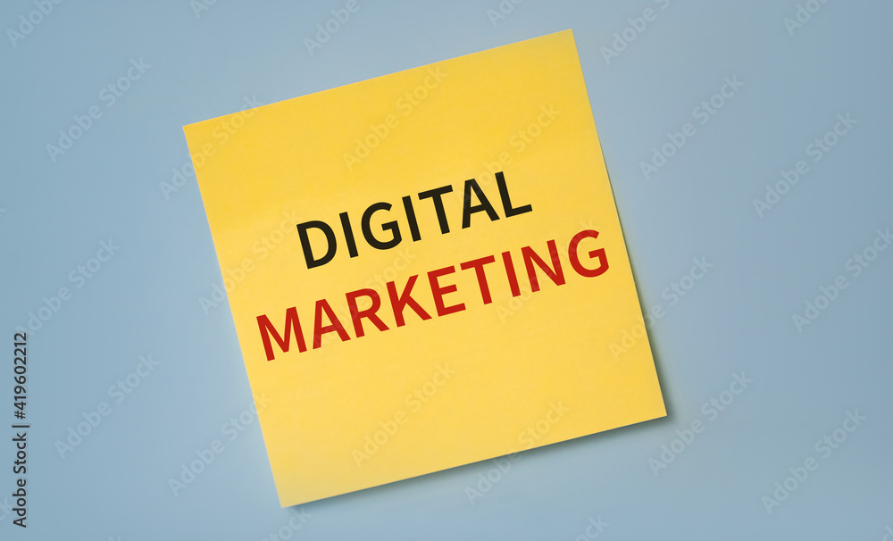 digital marketing text on colorful sticky notes