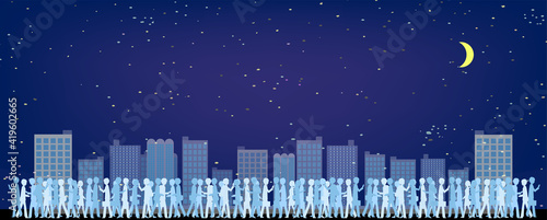 都会の夜の人混み