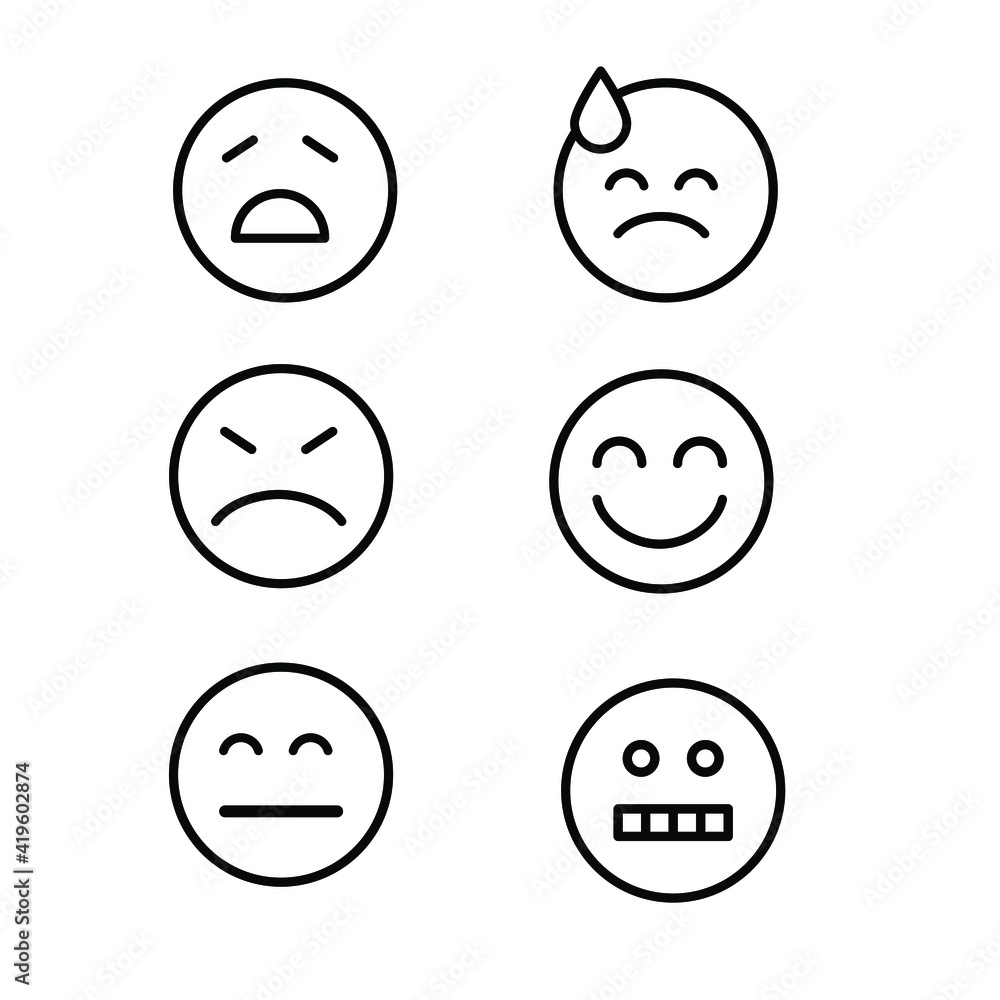 Vector icons of emoticons, with different images. For design Vector icons of emoticons, with different images. For design