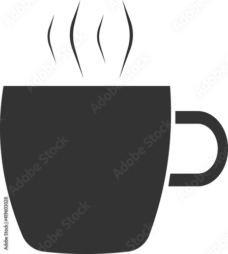 Vector coffee cup icon. A teacup. An illustration isolated on a white background.