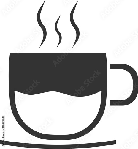 Vector coffee cup icon. A teacup. An illustration isolated on a white background.