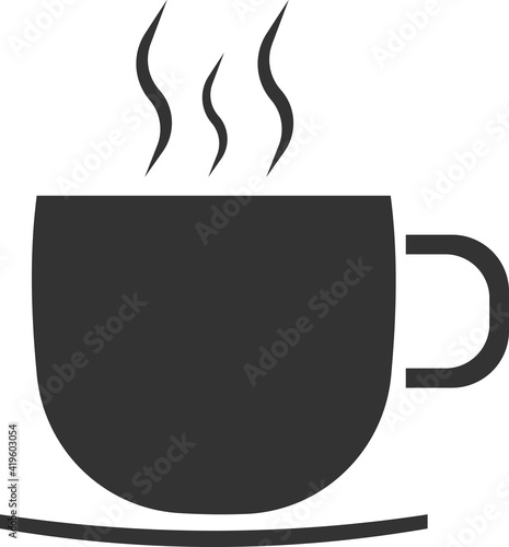 Vector coffee cup icon. A teacup. An illustration isolated on a white background.