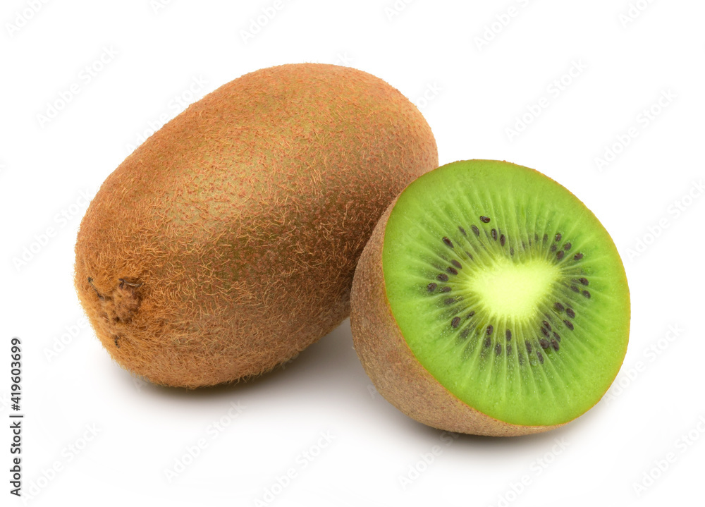 Kiwi fruit and Slices isolated on white background. Kiwi fruit and Slices isolated on white background.