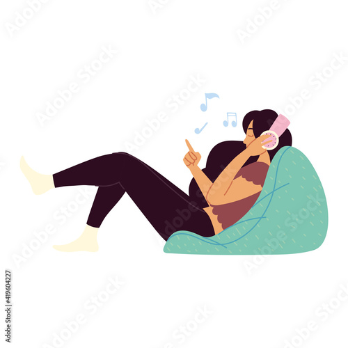 woman listening music