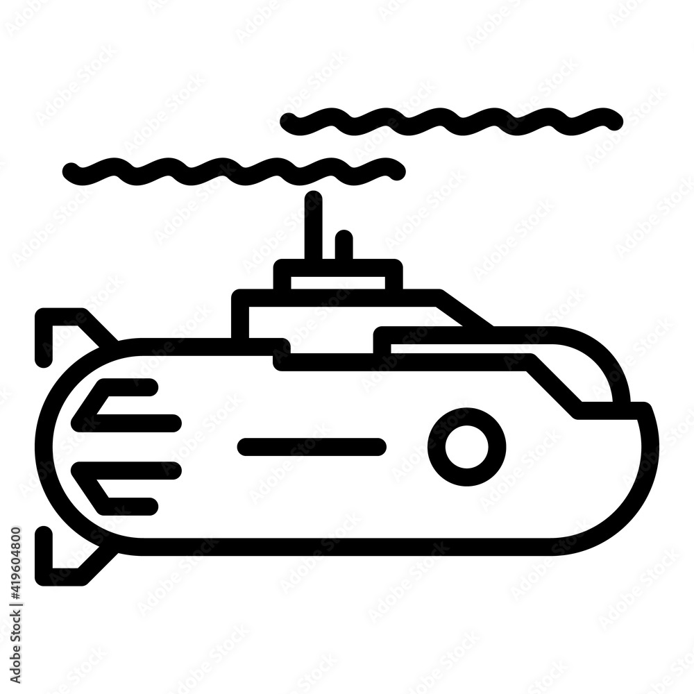Nuclear submarine icon. Outline nuclear submarine vector icon for web design isolated on white background Nuclear submarine icon. Outline nuclear submarine vector icon for web design isolated on white background