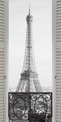 Keuken achterwand Wit Raamuitzicht op Eiffeltoren Parijs  © antura
