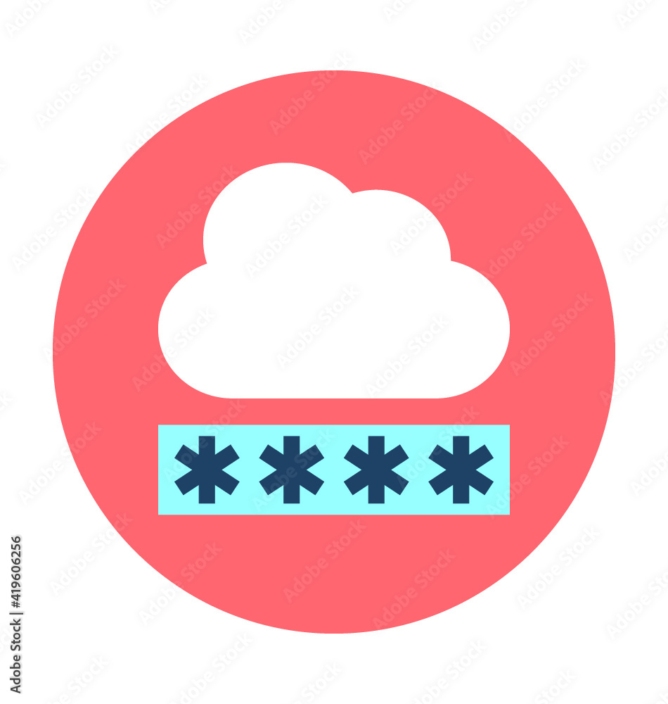 Cloud Password Vector Icon Cloud Password Vector Icon
