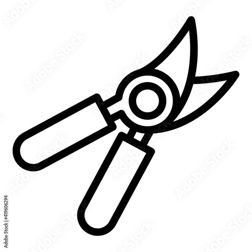 Steel secateurs icon. Outline steel secateurs vector icon for web design isolated on white background