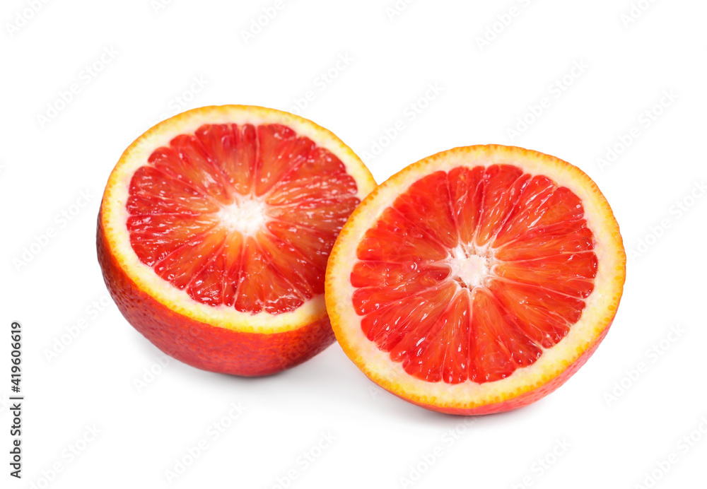 Cut ripe red orange isolated on white Cut ripe red orange isolated on white