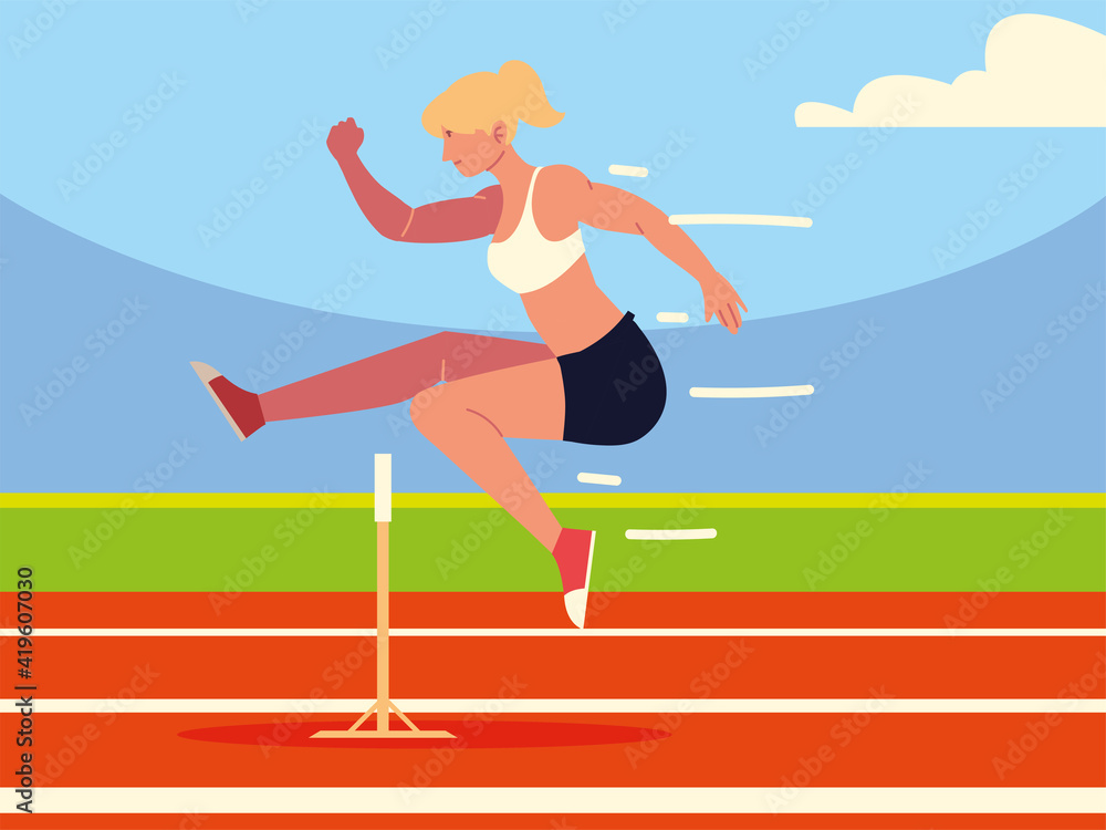 Fototapeta premium woman obstacle track