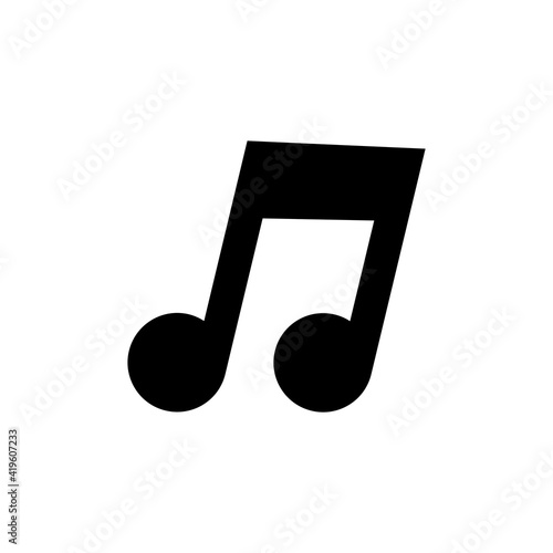Vector black musical note on white isolated background