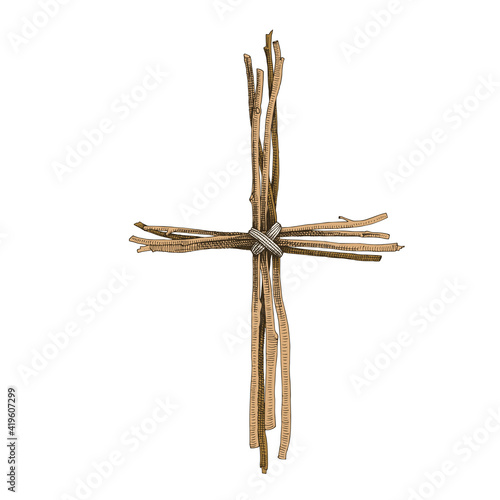 Hand drawn Christian cross, religious sign