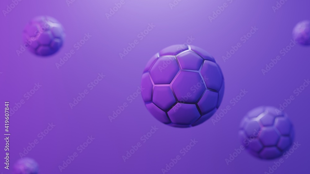 Naklejka premium 3d rendered soccer ball with purple color background