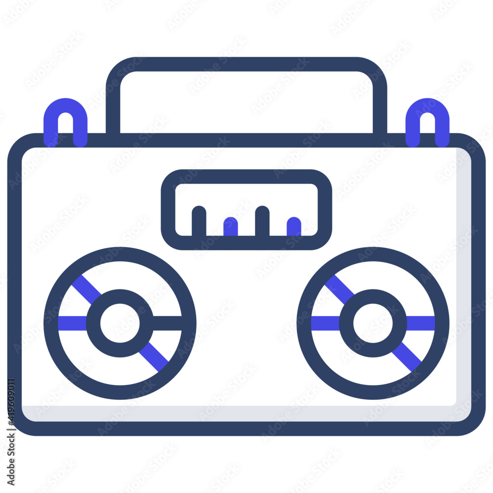 A flat design, icon of cassette player A flat design, icon of cassette player