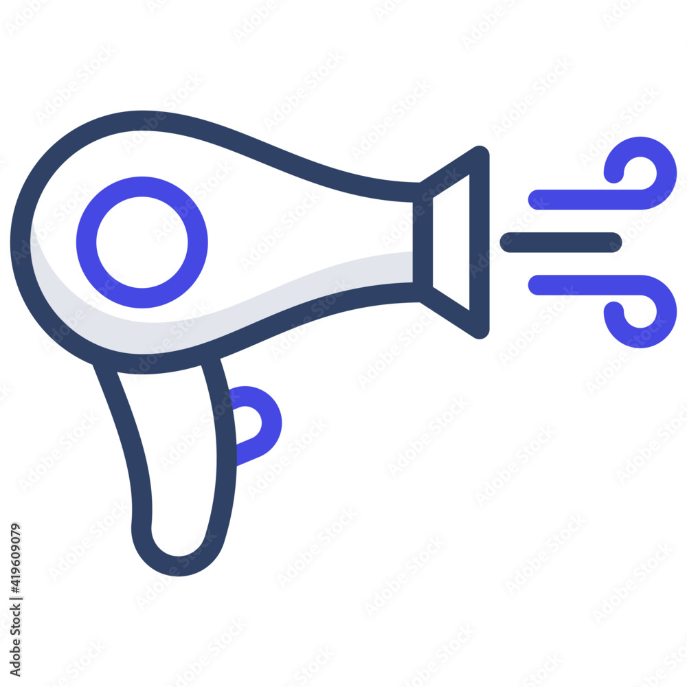 A flat design, icon of hair dryer A flat design, icon of hair dryer