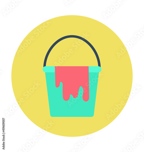 Paint Bucket Colored Vector Icon 
