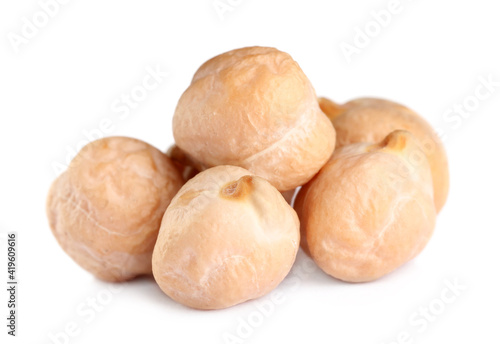 Pile of chickpeas on white background. Natural food