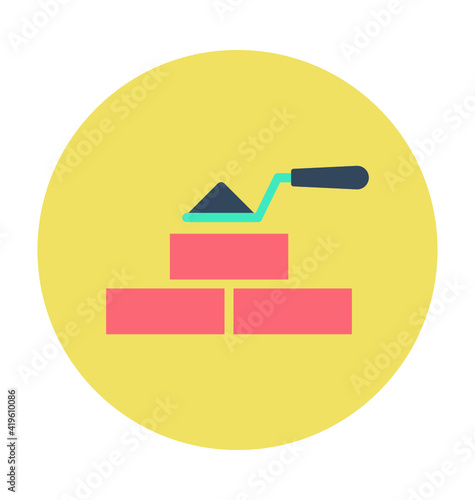 Brickwork Colored Vector Icon 