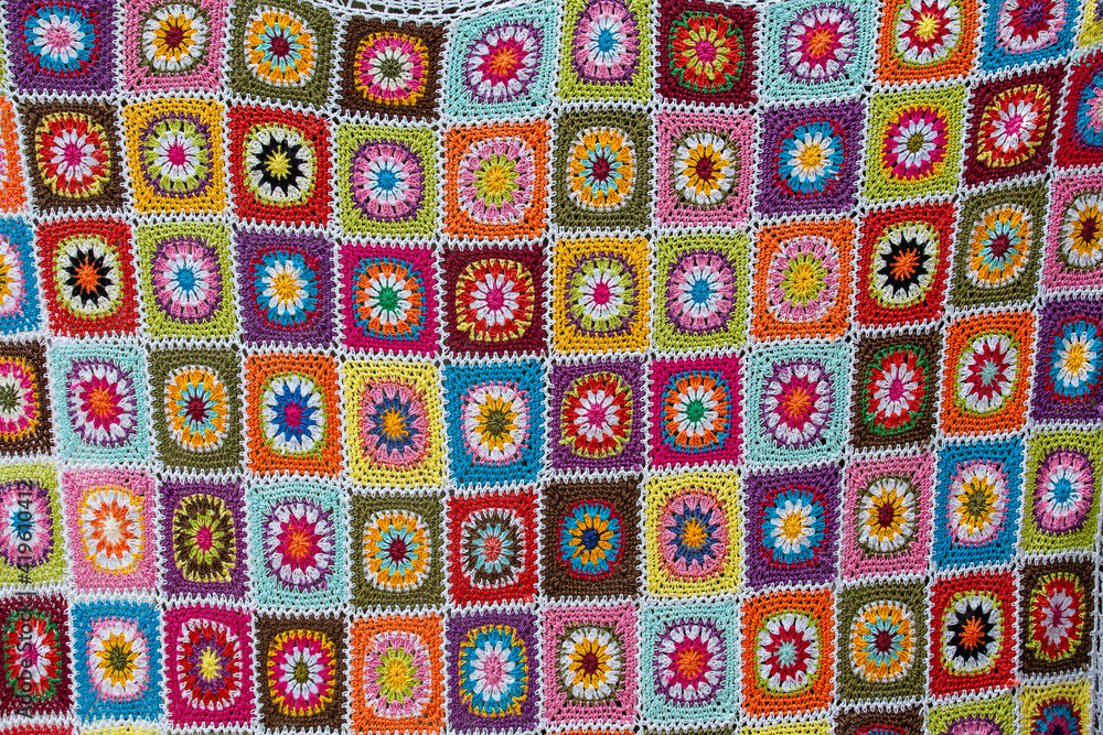 Fototapeta premium Colorful balinese decorative blanket for sale in street market in Ubud, Bali, Indonesia