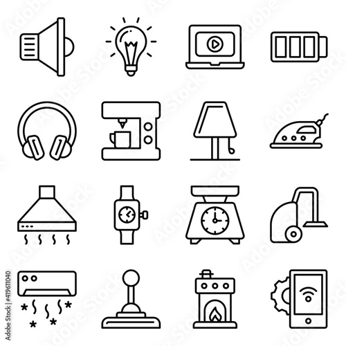 Pack of Electronic Linear Icons