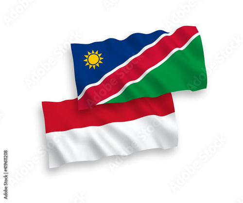 Flags of Indonesia and Republic of Namibia on a white background