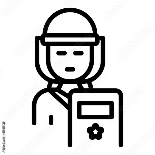Police protestant icon. Outline police protestant vector icon for web design isolated on white background