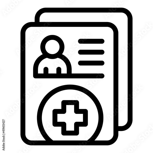 Digital patient form icon. Outline digital patient form vector icon for web design isolated on white background