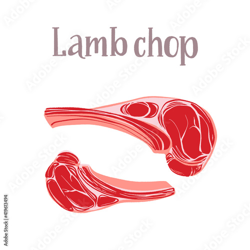 Fresh raw lamb chop. Protein healthy nutrition product.