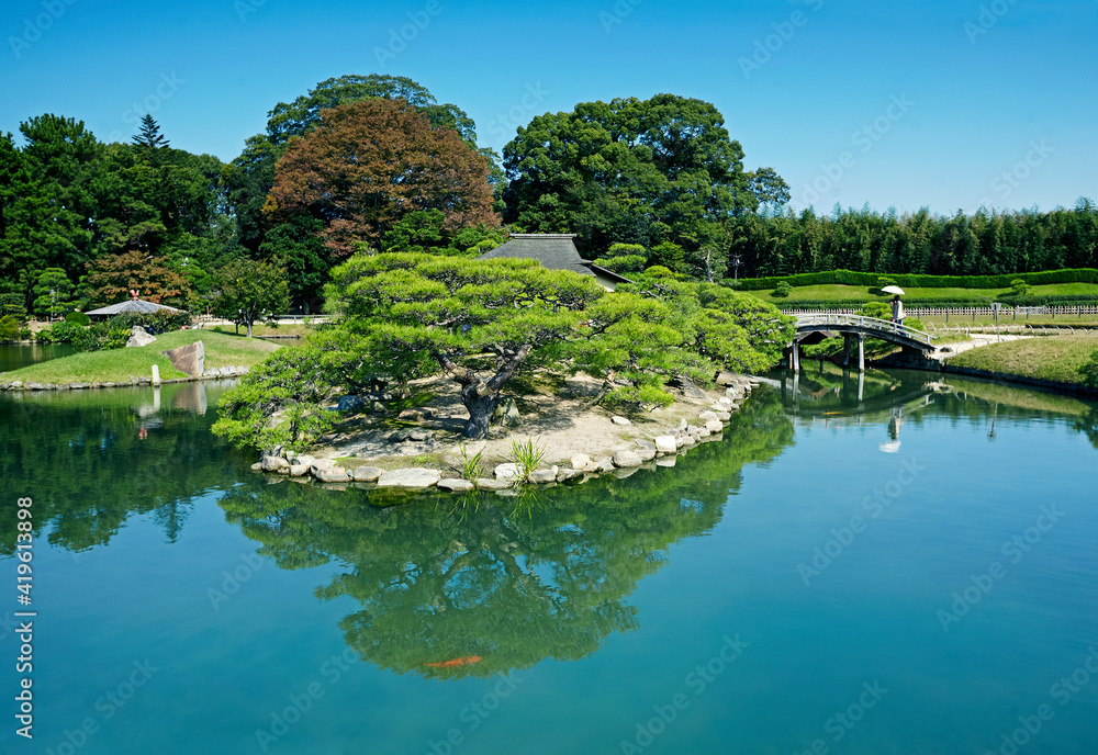 Gardens of Okayama, a Japanese garden located in Okayama, built by Ikeda Tsunamasa. 