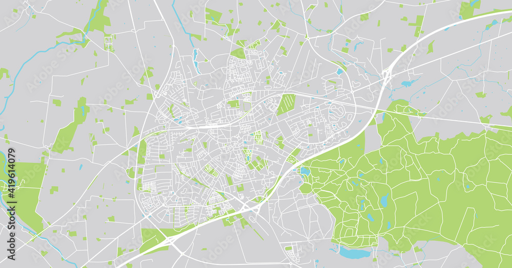 Urban vector city map of Slagelse, Denmark