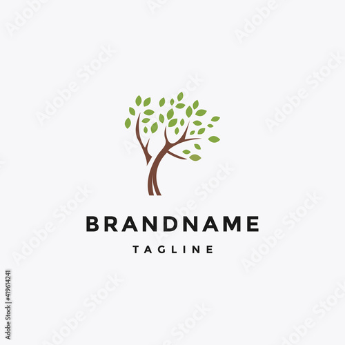 Tree logo icon concept of a stylized tree with leaves 
