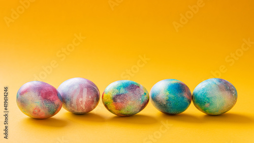 Multicolored decorated Easter eggs