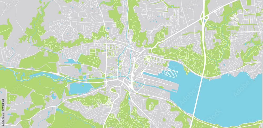 Urban vector city map of Vejle, Denmark