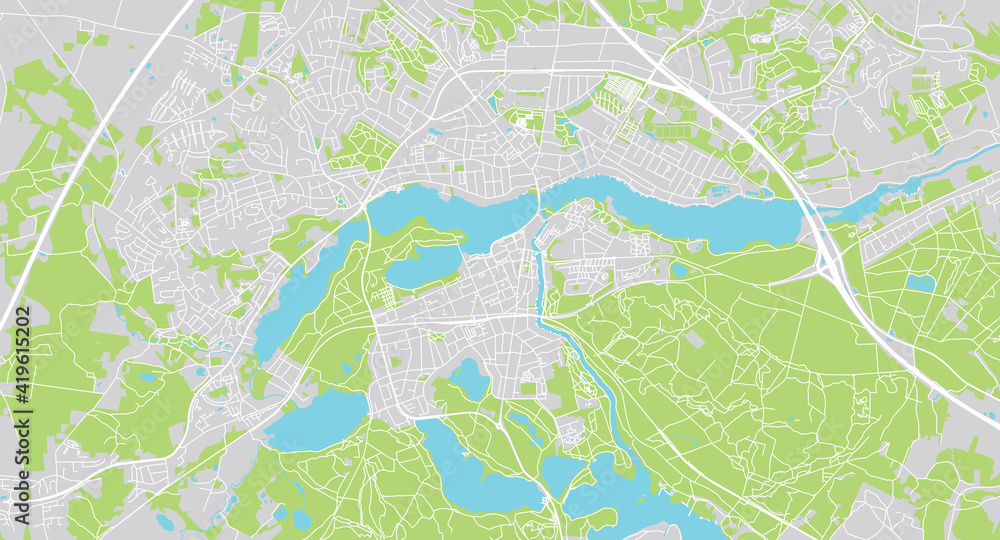 Urban vector city map of Sileborg, Denmark