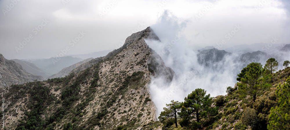 Fog in the mountains of Sierra Almijara, Spain
