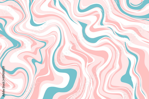 Abstract liquid background. Marble texture, free spill of paint. Vector illustration.